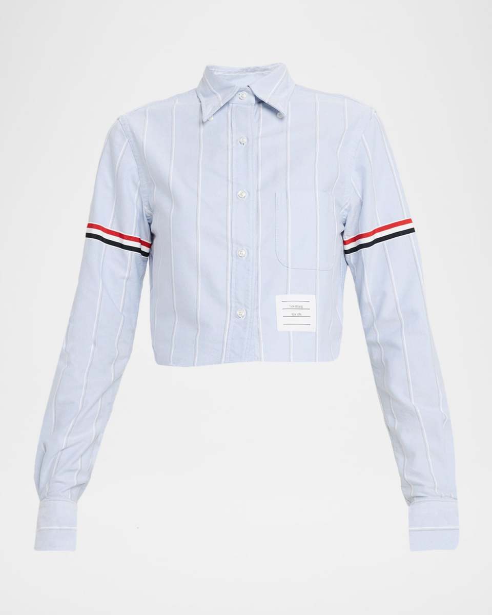 Striped Armband Crop Oxford Shirt